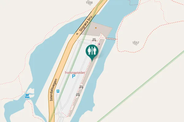 Map showing location of Isterdalsvegen 1515 Toilet