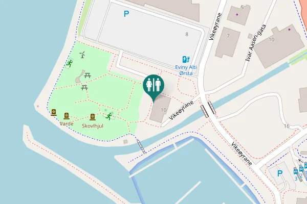 Map showing location of Vikeøyrane 10 Toilet