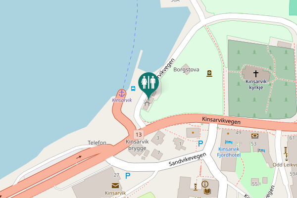 Map showing location of Kinsarvikvegen 38 Toilet