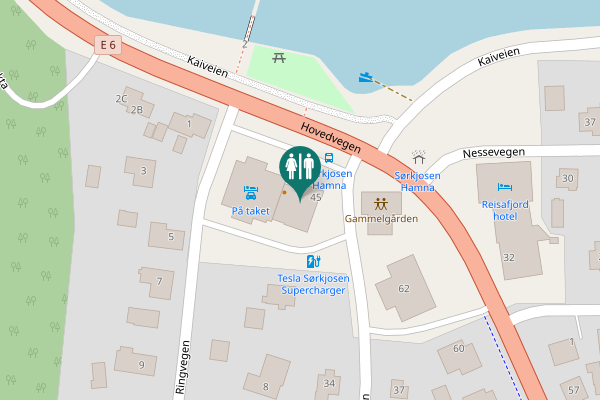 Map showing location of På taket kafe