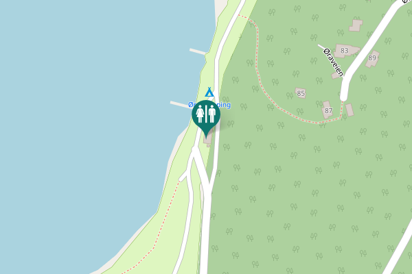 Map showing location of Øraveien Toilet