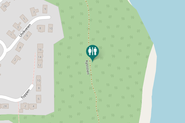 Map showing location of Kyststien Toilet