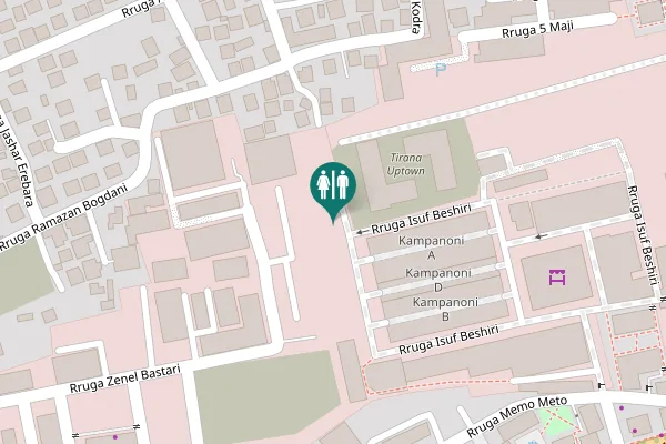 Map showing location of Rruga Isuf Beshiri Toilet