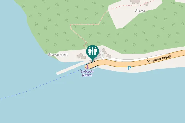 Map showing location of Gravanesvegen Toilet