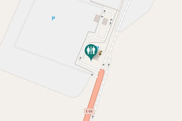 Map showing location of E 69 Toilet