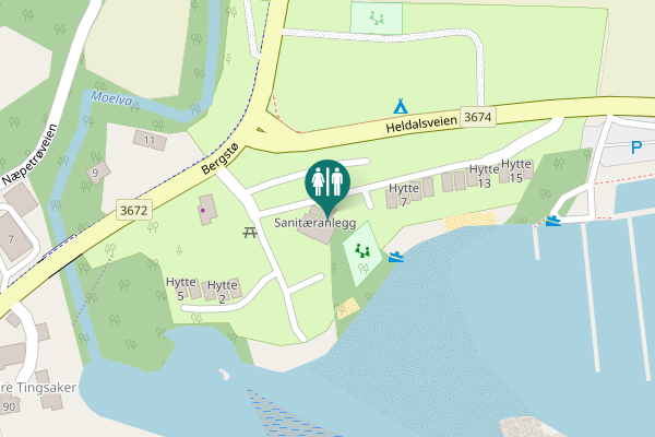 Map showing location of Heldalsveien Toilet