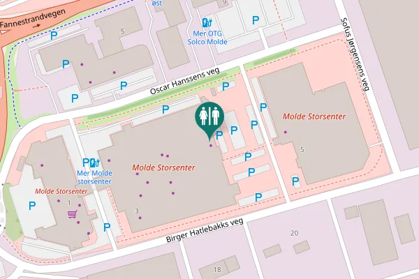 Map showing location of Oscar Hanssens veg 9 Toilet