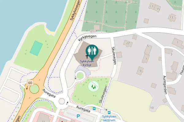 Map showing location of Kyrkjevegen 24 Toilet