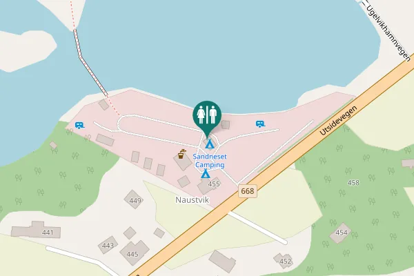 Map showing location of Utsidevegen 457 Toilet