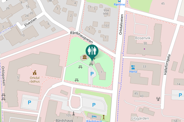 Map showing location of Bårdshaugveien 3 Toilet