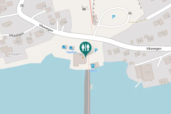 Map showing location of Vikavegen 143 Toilet