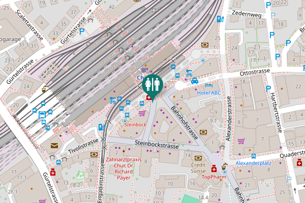 Map showing location of Chur Toilet