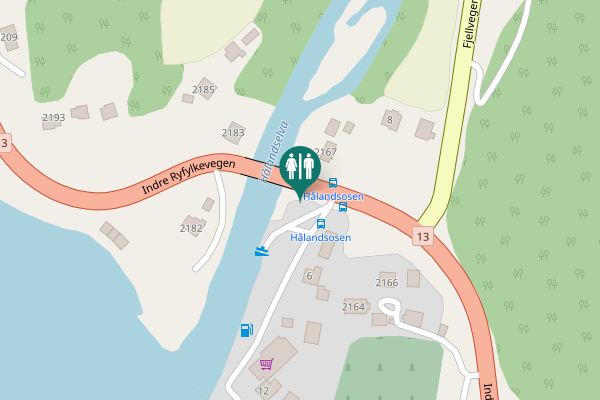 Map showing location of Indre Ryfylkevegen 2167 Toilet