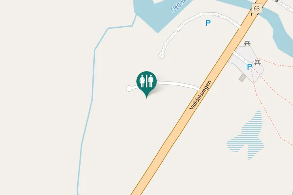 Map showing location of Valldalsvegen Toilet