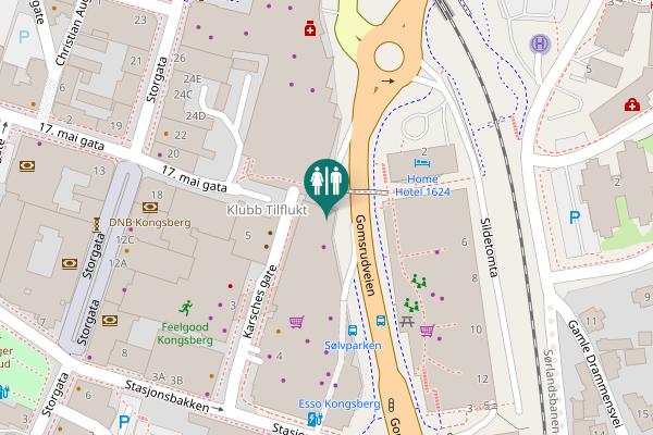 Map showing location of Nye Henckelbrua Toilet