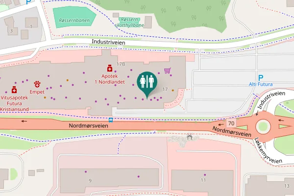 Map showing location of Nordmørsveien Toilet