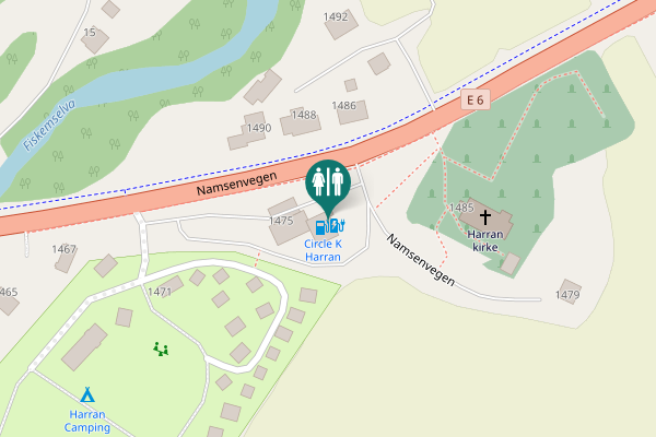 Map showing location of Namsenvegen 1486 Toilet