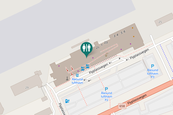 Map showing location of Flyplassvegen 27 Toilet