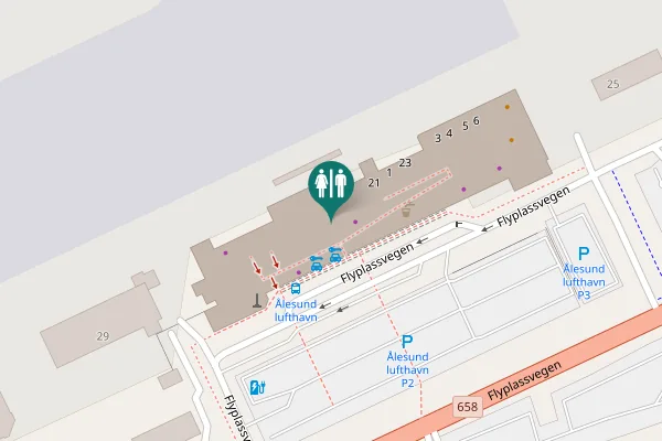 Map showing location of Flyplassvegen 27 Toilet