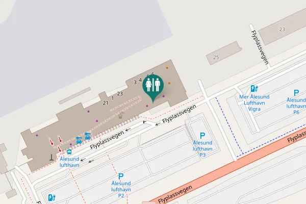 Map showing location of Flyplassvegen Toilet