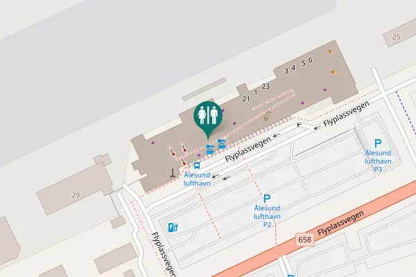 Map showing location of Flyplassvegen 27 Toilet