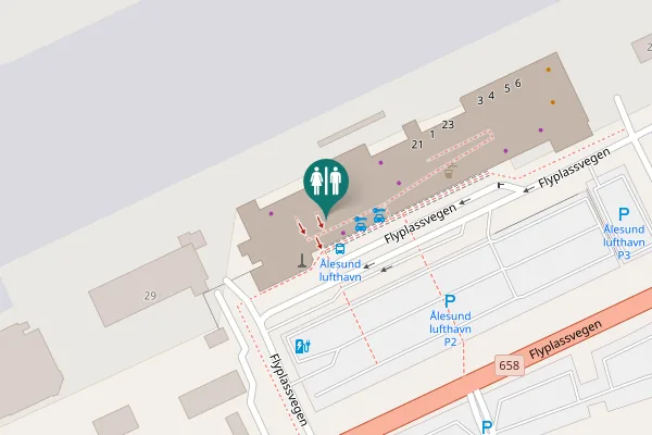 Map showing location of Flyplassvegen 27 Toilet