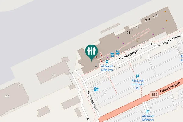Map showing location of Flyplassvegen Toilet