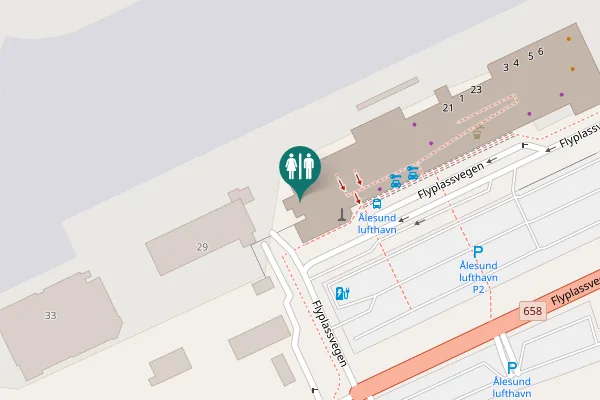 Map showing location of Flyplassvegen Toilet