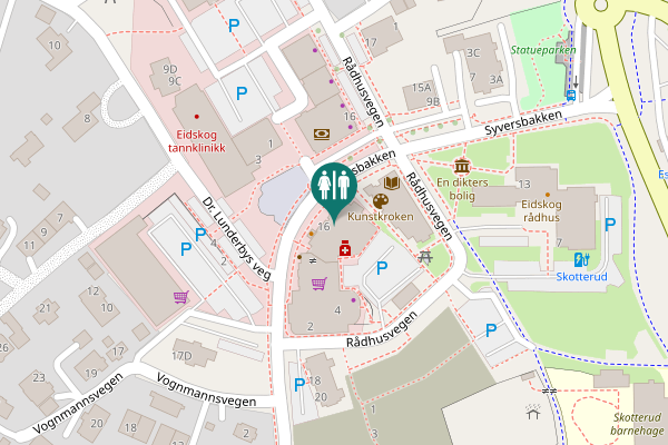 Map showing location of Syversbakken 16 Toilet