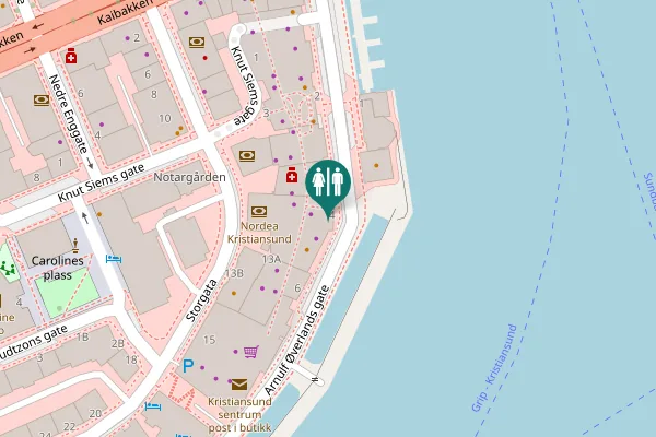 Map showing location of Arnulf Øverlands gate 4 Toilet