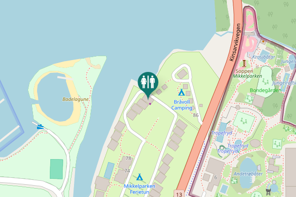 Map showing location of Kinsarvikvegen 76 Toilet
