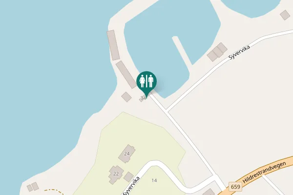 Map showing location of Syvervika 34 Toilet