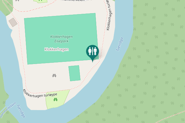 Map showing location of Klokkerhagen turløype Toilet