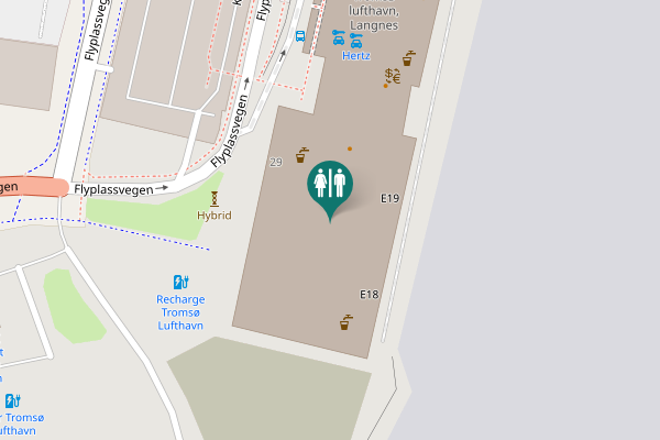 Map showing location of Flyplassvegen 29 Toilet