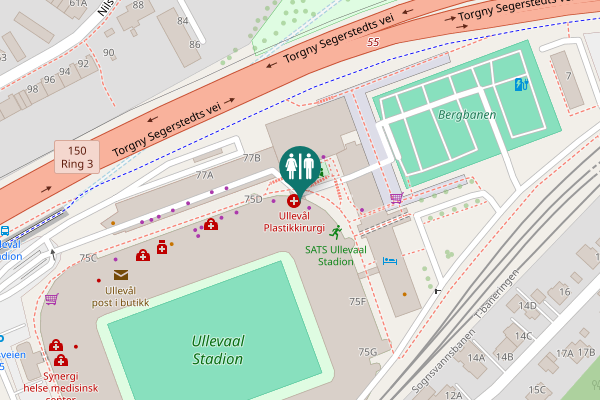 Map showing location of Sognsveien 75D Toilet