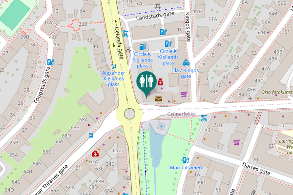Map showing location of Waldemar Thranes gate Toilet