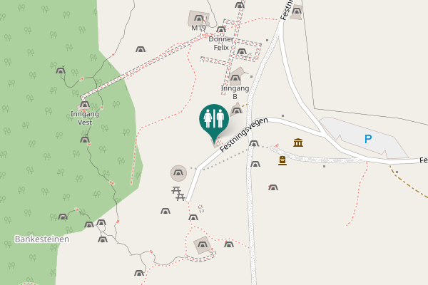 Map showing location of Festningsvegen 50 Toilet