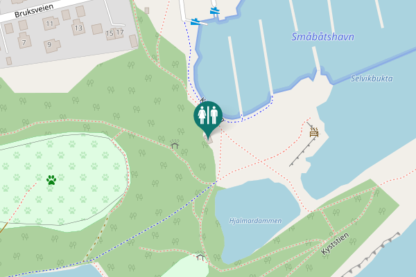Map showing location of Kyststien Toilet