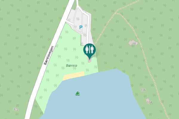 Map showing location of Bæreiavegen Toilet
