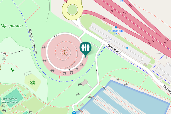 Map showing location of Mjøspromenaden Toilet