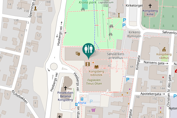 Map showing location of Hasbergs vei 36 Toilet