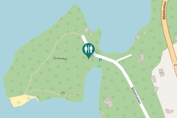 Map showing location of Bådalsveien Toilet