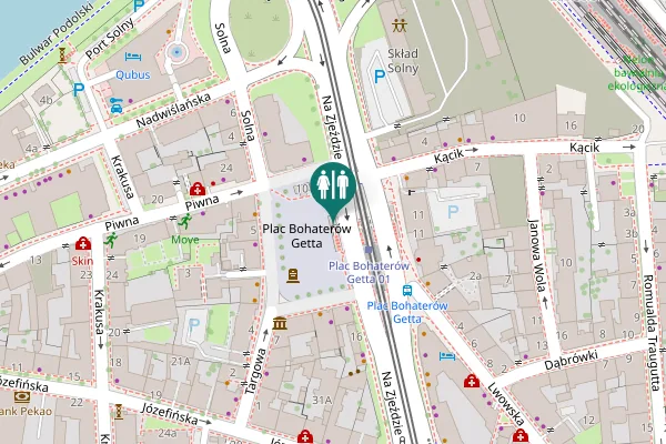 Map showing location of Plac Bohaterów Getta 10 Toilet