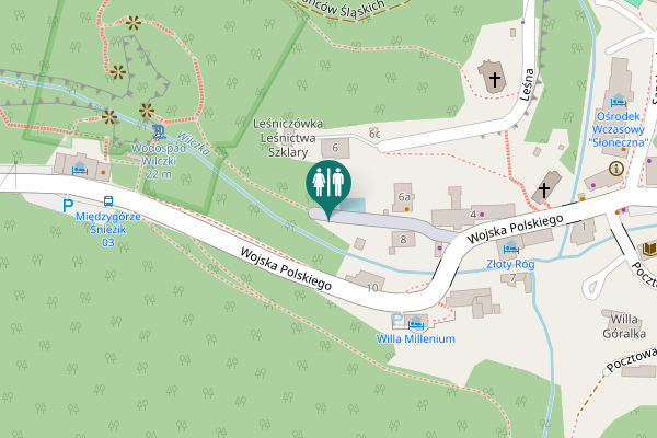 Map showing location of Międzygórze Toilet
