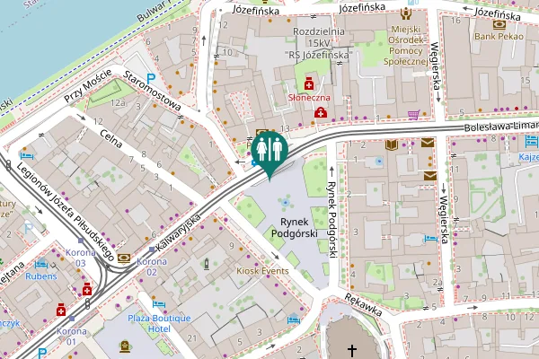 Map showing location of Rynek Podgórski Toilet