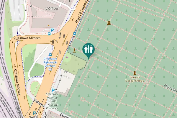 Map showing location of Aleja Główna Toilet