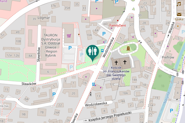 Map showing location of Sławików Toilet