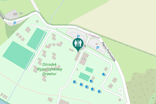 Map showing location of Pięciu Pomostów 1A Toilet