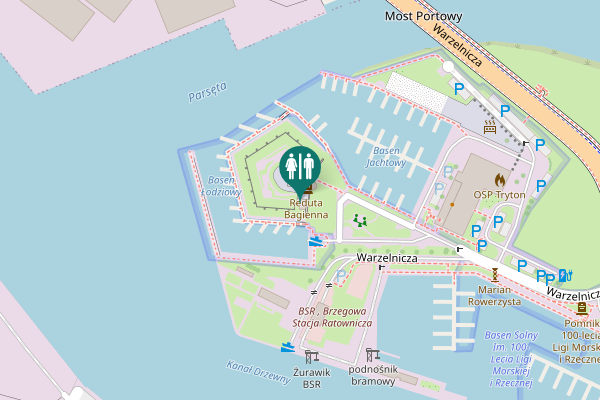 Map showing location of Nabrzeże Fosa wał obronny Toilet