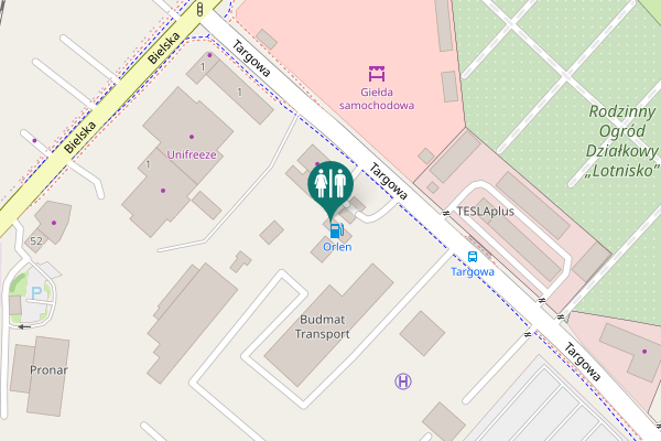 Map showing location of Targowa 4 Toilet